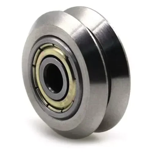 چرخ هرزگرد V شکل استیل قطر داخلی 4.9mm، قطر خارجی 24.2mm و عرض 11.5mm با بلبرینگ